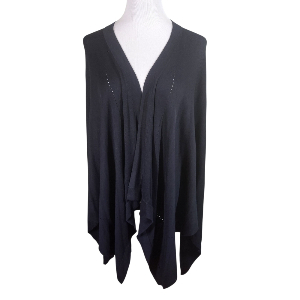 LULULEMON Black Viscose Silk Soft Feel LTWT Open Mind Wrap Scarf Cardigan